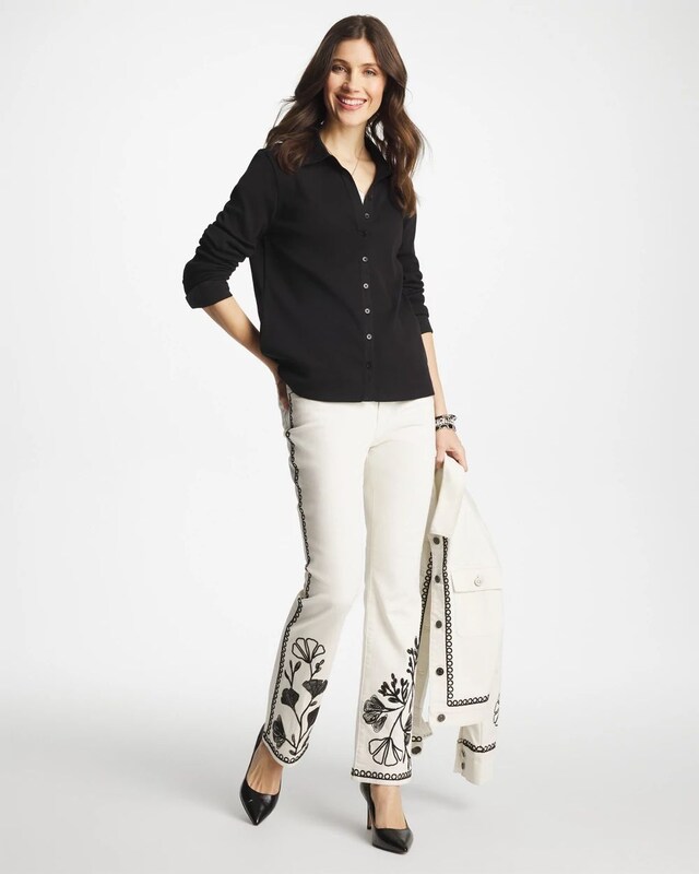 Collared Rib Mix Henley - image 2